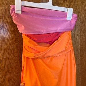 Amazon, pink & orange viral dress size M with slit up side